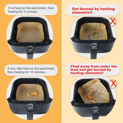 Disposable Airfryer Paper Square - Set of 50 - Brown - Greaseproof Baking Paper for Airfryer - Square Shape.