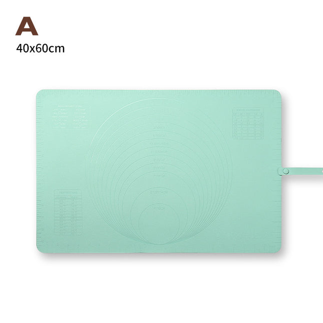 Large Silicone Baking Mat - 60x40 cm - Non-slip Dough Mat with Measurement Marking - Rolling Mat for Dough & Fondant - Green.