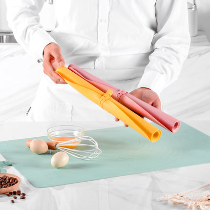 Large Silicone Baking Mat - 60x40 cm - Non-slip Dough Mat with Measurement Marking - Rolling Mat for Dough & Fondant - Green.