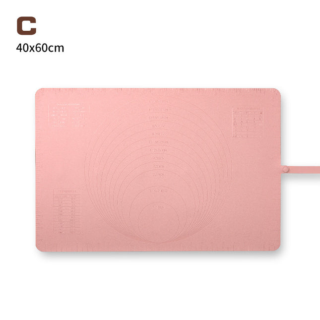 Large Silicone Baking Mat - 60x40 cm - Non-slip Dough Mat with Measurement Marking - Rolling Mat for Dough & Fondant - Pink.