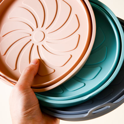 Silicone Airfryer Basket Foldable - 3pc - Reusable Basket - Heat Resistant & Dishwasher Safe - Round.