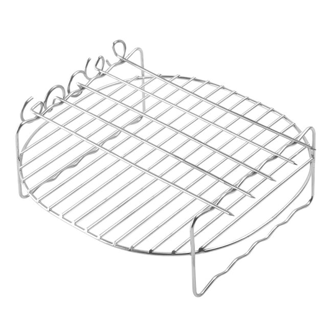 Airfryer Grill Rack with Skewers - Stainless Steel - Double-Layer Rack - Includes 3 Skewers - Accessories for Airfryer.
