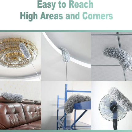 Telescopic Feather Duster - Extendable up to 280 cm - Feather Ball & Dusting Brush - Microfiber - Reach High Ceilings Without a Ladder.