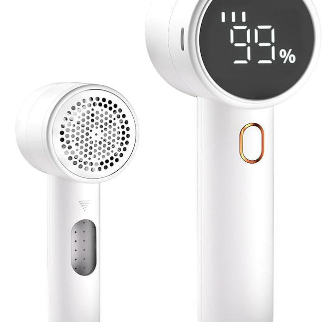 Electric Lint Remover - Rechargeable Lint Shaver - With LED Display - 3 Speeds - Sweater Depiller - White.