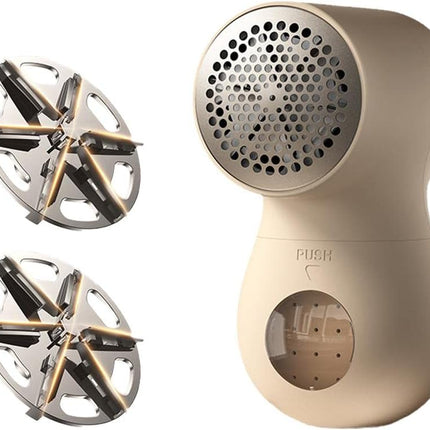 Electric Lint Remover - Rechargeable Lint Shaver - 3 Speeds & Digital Display - Includes 2 Original Blades - White.