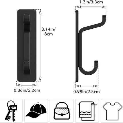 White Towel Hooks - Set of 6 - Self-Adhesive Wall Hooks - No Drilling Required - For Bathroom & Kitchen.