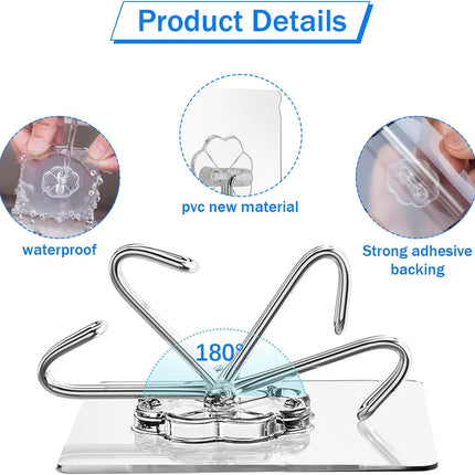 Self-Adhesive Hooks Transparent - Set of 30 - Wall Hooks No Drilling - For Bathroom & Kitchen.