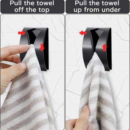 Black Towel Clip - Set of 4 - Stainless Steel - Self-Adhesive Tea Towel Holders - Wall Hooks for Kitchen.