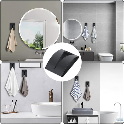 Black Towel Clip - Set of 4 - Stainless Steel - Self-Adhesive Tea Towel Holders - Wall Hooks for Kitchen.