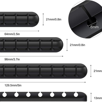 Black Cable Clips - Set of 3 - Self-Adhesive Cable Holders - Cable Management for Desk & Office.