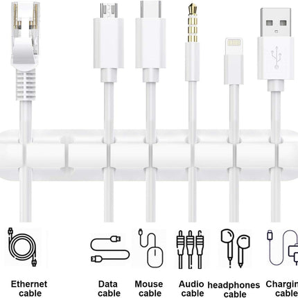 White Cable Clips - Set of 3 - Self-Adhesive Cable Holders - Cable Management for Desk & Office.