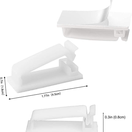 Adjustable Cable Clamps White - Set of 50 - Self-Adhesive Cable Clips - Cable Management for Desk & TV.