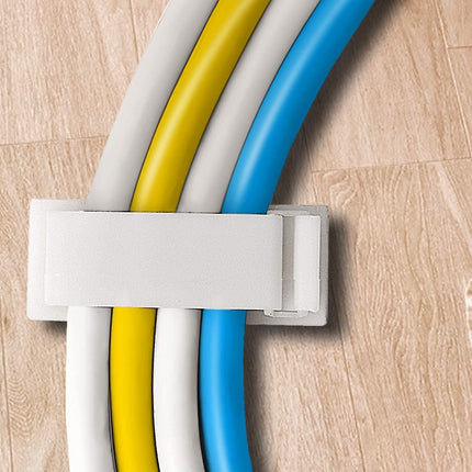 Adjustable Cable Clamps White - Set of 50 - Self-Adhesive Cable Clips - Cable Management for Desk & TV.