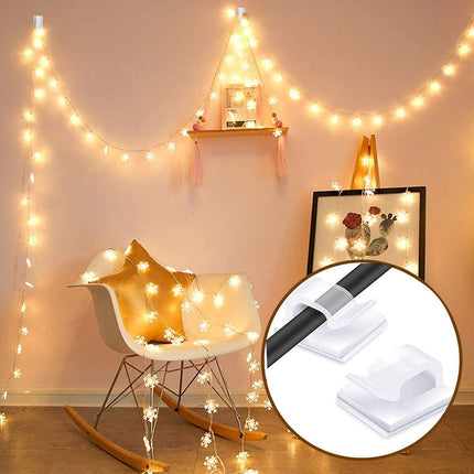 Transparent Cable Clips - Set of 60 - Self-Adhesive Cable Holders - For Cable Management & Christmas Lights.