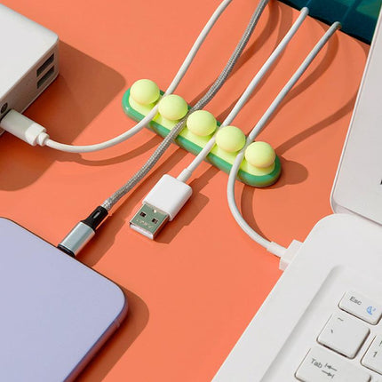 Pea Pod Cable Organizer - Blue - Self-Adhesive Cable Holder - Silicone - For Office & Home.