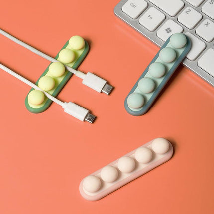 Pea Pod Cable Organizer - Pink - Self-Adhesive Cable Holder - Silicone - For Office & Home.