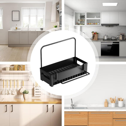 Sink Organizer with Towel Rack - Sponge Holder Kitchen - Countertop Storage Rack - For Sponges & Brushes.