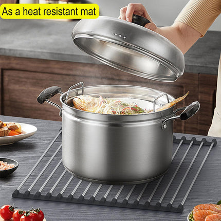 Roll-up Dish Draining Rack Black - 43 x 35 cm - Sink Roll Mat - Draining Grid for Dishes & Vegetables.