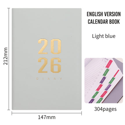 2026 Agenda - Daily Agenda - A5 Format - 1 Day per Page - 304 Pages - [light blue] - Hardcover.