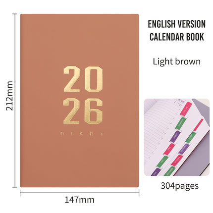 Agenda 2026 - Daily Agenda - A5 Format - 1 Day per Page - 304 Pages - [Light Brown] - Hardcover.