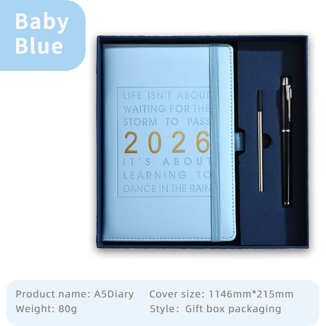 Agenda 2026 - Daily Agenda & Planner - A5 Format - 365 Day Overview - Hardcover - [Light Blue].