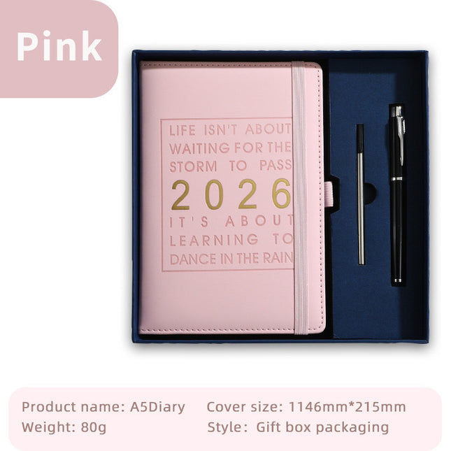 Agenda 2026 - Daily Agenda & Planner - A5 Format - 365 Day Overview - Hardcover - [Pink].