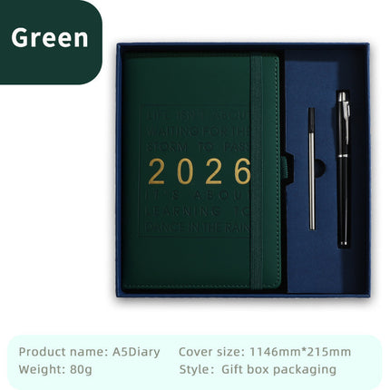 Agenda 2026 - Daily Agenda & Planner - A5 Format - 365 Day Overview - Hardcover - [Dark Green].
