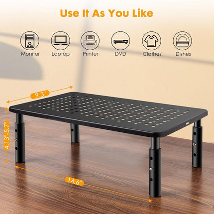 Metal Monitor Riser - Screen Stand - Adjustable in 3 Heights - Black.