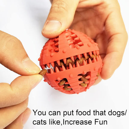 Dog Toys - 2 Pieces Teeth Cleaning Balls - Natural Rubber with Treat - Tear-Resistant - For Dogs and Cats.