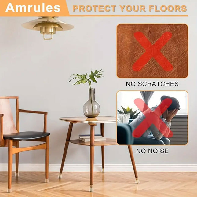 Chair Leg Caps Set of 24 - Ø 16-22 mm - Round - Transparent Silicone - Floor Protectors for Wooden Floors.