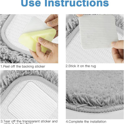 Rug Stoppers Square - Set of 4 - 10 x 10 cm - Anti-Slip Pads for Carpet - Washable & Reusable - White.