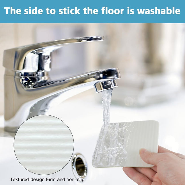 Rug Stoppers Square - Set of 4 - 10 x 10 cm - Anti-Slip Pads for Carpet - Washable & Reusable - Black.