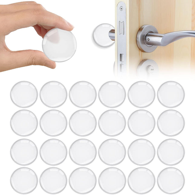 Door Stopper Wall Transparent - Set of 24 - Ø 4 cm - Self-adhesive Door Buffers - Wall Protection against Door Handles.