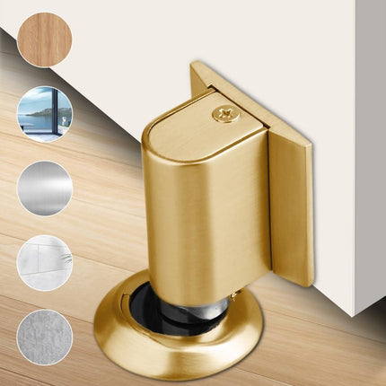 Magnetic Door Stopper Floor Gold - No Drilling - Self-Adhesive - Metal - Including Raising Disc.