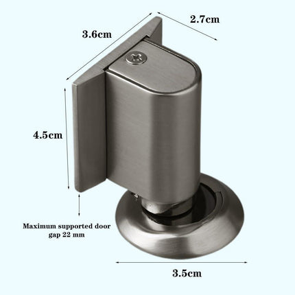Magnetic Door Stopper Floor Gray - No Drilling - Self-adhesive - Metal - Including Raising Disc.