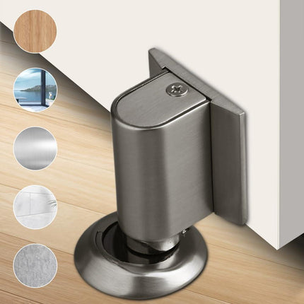 Magnetic Door Stopper Floor Gray - No Drilling - Self-adhesive - Metal - Including Raising Disc.