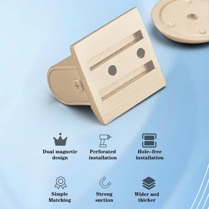 Magnetic Door Stopper Floor White - No Drilling - Self-adhesive - Metal - Including Raising Disc.