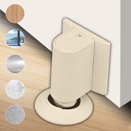 Magnetic Door Stopper Floor White - No Drilling - Self-adhesive - Metal - Including Raising Disc.