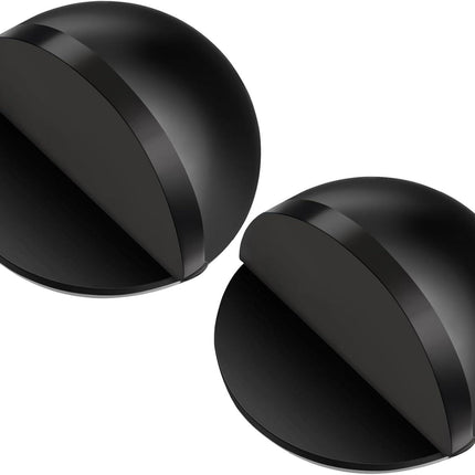 Door Stopper Floor Half Moon - Set of 2 - Black - Self-adhesive - No Drilling - Stainless Steel.