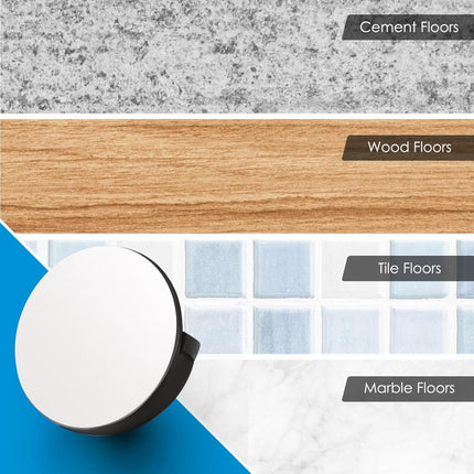 Door Stopper Floor Half Moon - Set of 2 - Black - Self-adhesive - No Drilling - Stainless Steel.