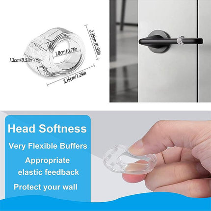 Door Handle Protectors White - Set of 6 - Door Stopper for Latch - Wall Protection - PVC Bumpers.