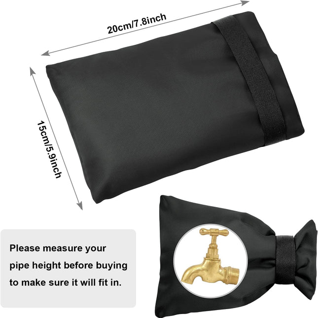 Outdoor tap covers set of 4 - thermal frost protection - waterproof tap protectors - black.