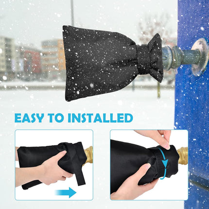 Outdoor tap covers set of 4 - thermal frost protection - waterproof tap protectors - black.