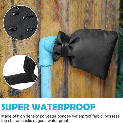 Outdoor tap covers set of 4 - thermal frost protection - waterproof tap protectors - black.