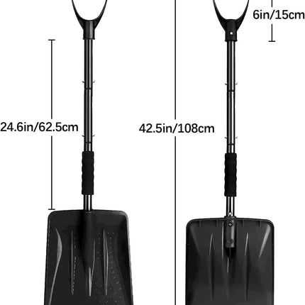 Snow Shovel - Lightweight & Portable - Snow Plow for Car, Driveway & Camping - Black.