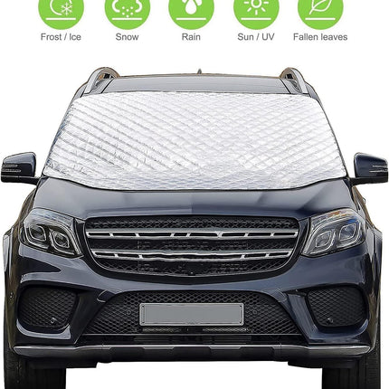 Car Windshield Cover - Anti-Freeze Blanket & Sunshade - Layered Winter Cover - 145 x 92 cm - Protection against Snow and Ice.