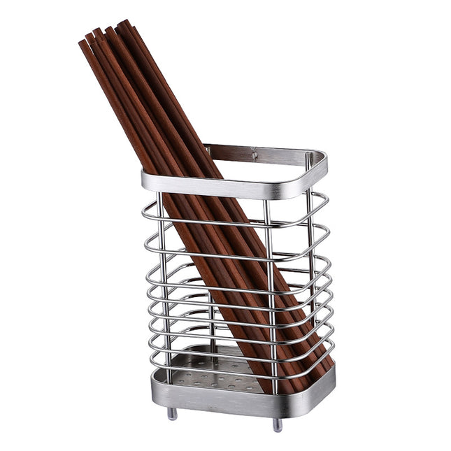 Stainless Steel Kitchen Utensil Holder - Countertop Cutlery Basket - Stainless Steel - Round Pot for Spatulas and Cutlery - Silver.