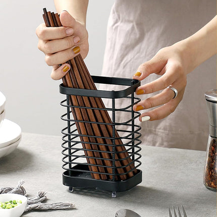 Stainless Steel Kitchen Utensil Holder - Countertop Cutlery Basket - Stainless Steel - Round Pot for Spatulas and Cutlery - Silver.