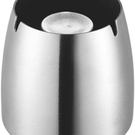 Stainless Steel Ashtray with Lid - Silver - Ø 9 cm - Wind Ashtray for Outdoor & Indoor Use - Storm Ashtray.