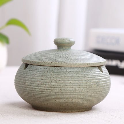 Ceramic Ashtray with Lid - Green - Wind Ashtray for Outdoor & Indoor - Decorative & Anti-Odor.